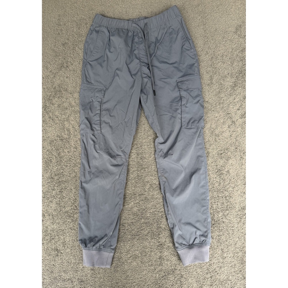 HM Slim Fit Cargo Joggers Grey Elastic Waist Drawstring Pants Mens Size M